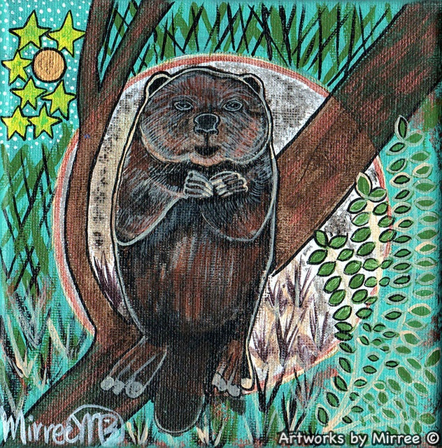 Beaver Dreaming Framed Canvas Print by Mirree Contemporary Aboriginal Art