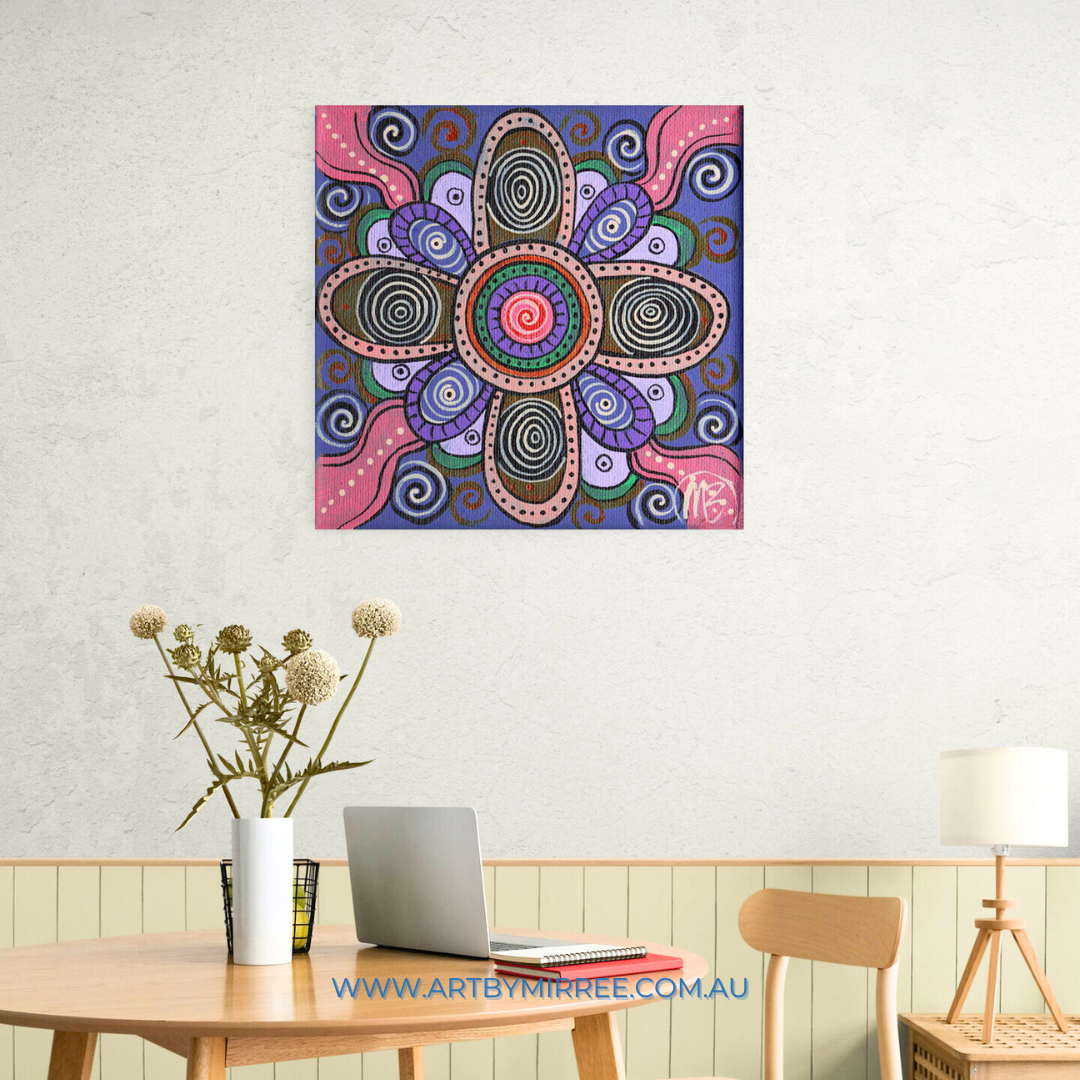 Sacred Birthing Place Framed Canvas Print by Mirree Contemporary Aboriginal Art