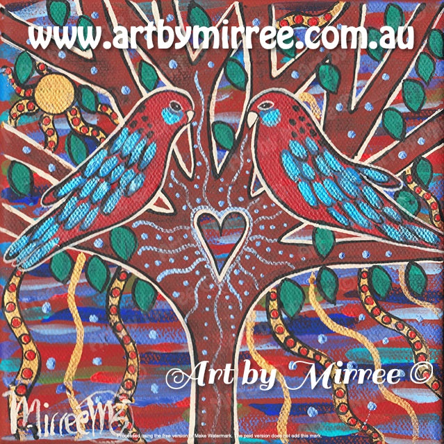 Crimson Rosella Growing Dreaming Contemporary Aboriginal Art Original Painting by Mirree #2