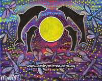 Thumbnail for Dolphin and Baby Dreaming Girlcee Print by Mirree Contemporary Aboriginal Art