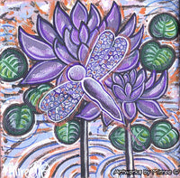 Thumbnail for Lily Pad Dreaming with Dragonfly Framed Canvas Print by Mirree Contemporary Aboriginal Art