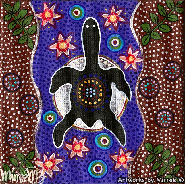 Turtle Moon Framed Canvas Print by Mirree Contemporary Aboriginal Art