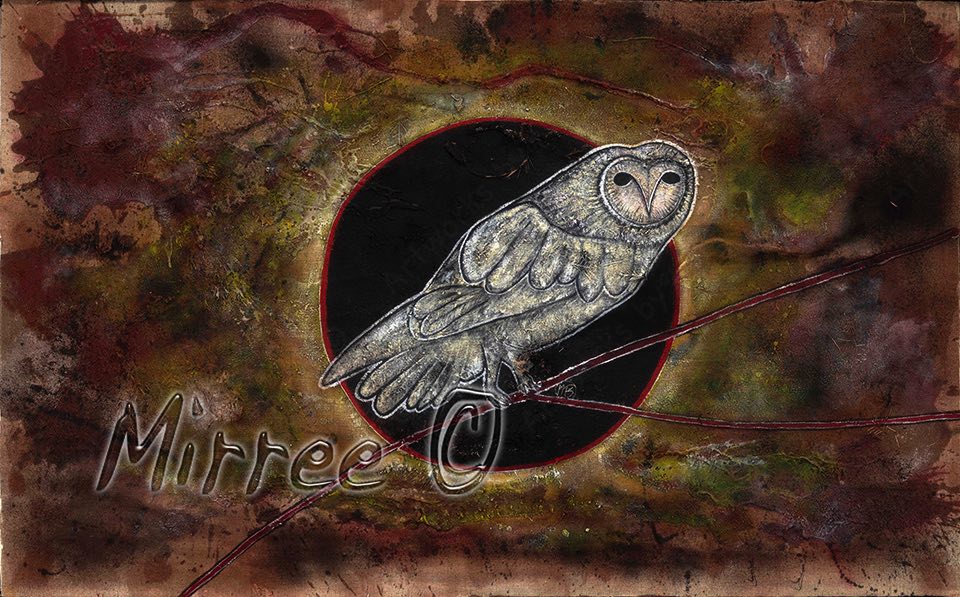 White Owl Original Painting Bird Spirit Totem of the Dreamtime by Mirree