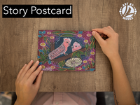 Thumbnail for 'Pink Galah and Baby with Flower Medicine' Aboriginal Art A6 Story PostCard Single by Mirree