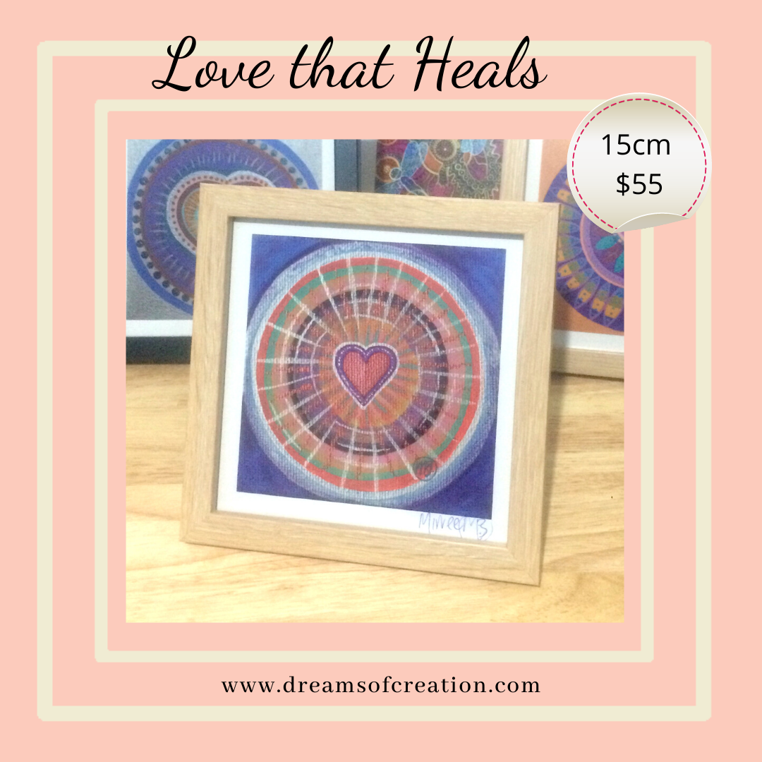 'Love that Heals' - Purple 15cm Framed PHOTOGRAPH by Mirree Contemporary Aboriginal Art