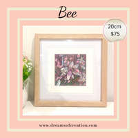 Thumbnail for 'White Flower Blossoming with Bee' 20cm Framed CANVAS PRINT by Mirree Contemporary Aboriginal Art