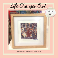 Thumbnail for 'Life Changes Owls' 20cm Framed CANVAS PRINT by Mirree Contemporary Aboriginal Art